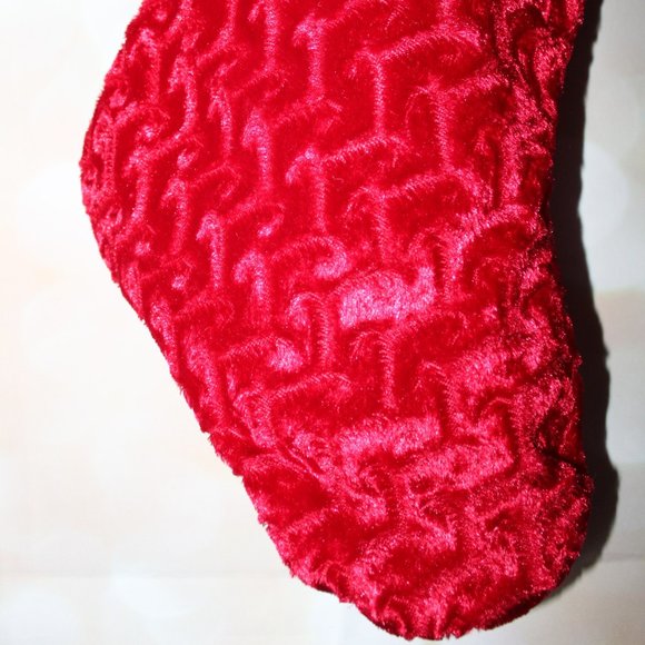 Red & Green Plush Christmas Stocking 16" X 9" - Picture 3 of 5